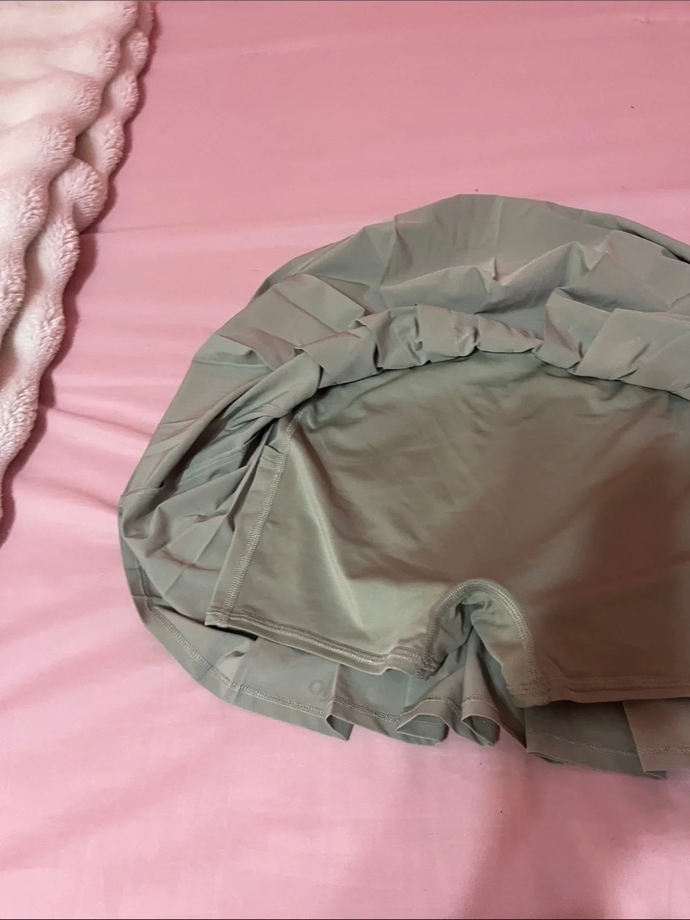 ALO Yoga Sage Green Pleated Skater Skirt with Built-In Shorts